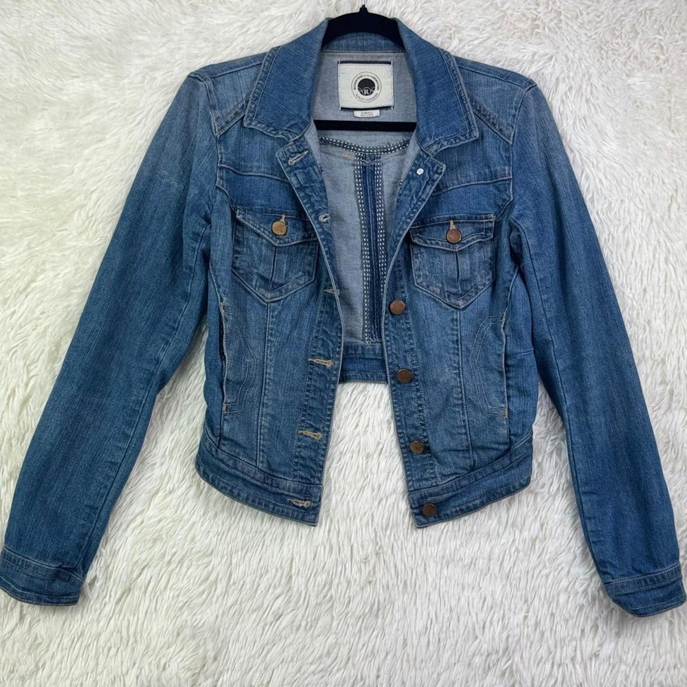 Dollhouse Jeans Anthropologie Denim Jacket Small Fitted Cropped Y2K Style